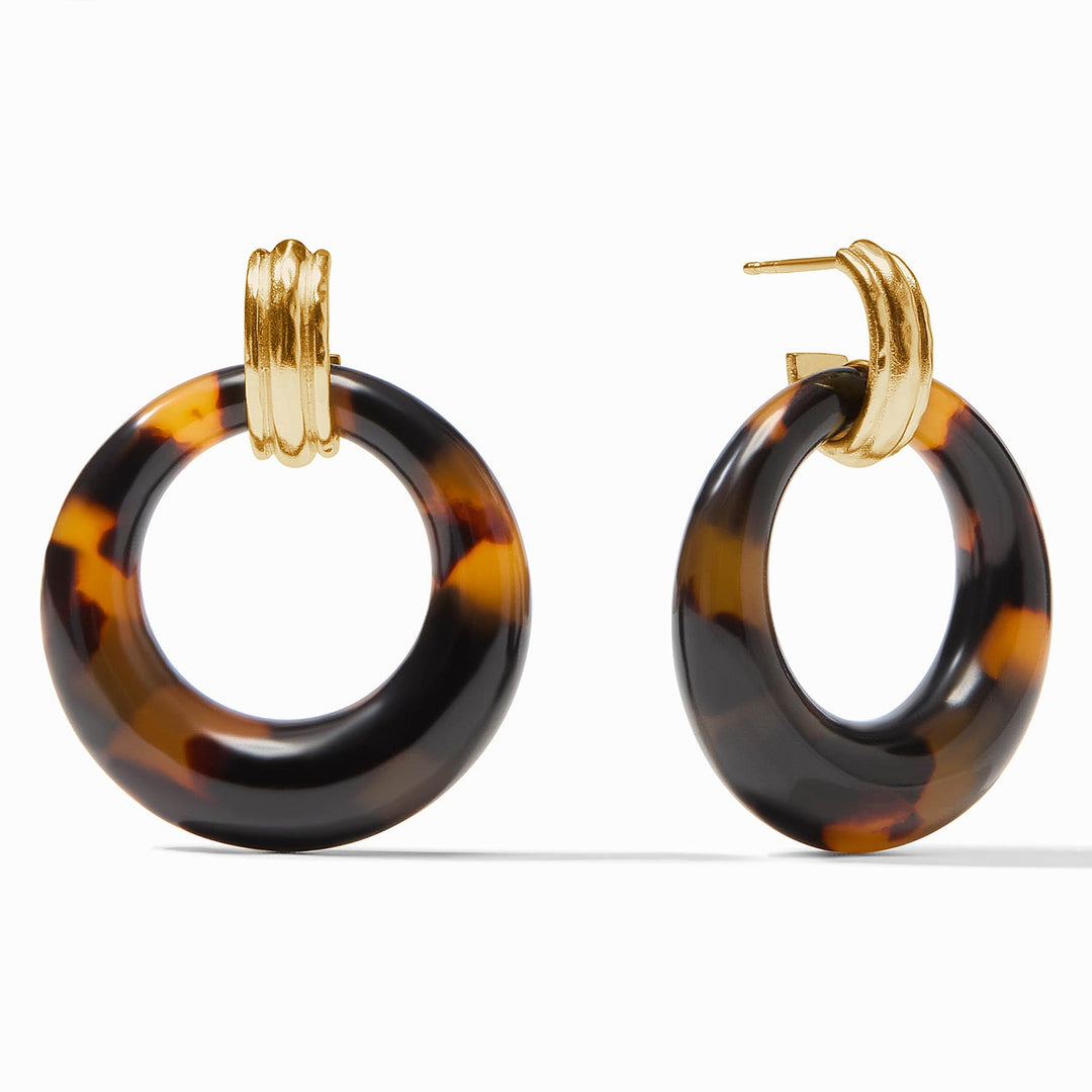 Julie Vos Madison Doorknocker Earrings - Gold/Tortoiseshell