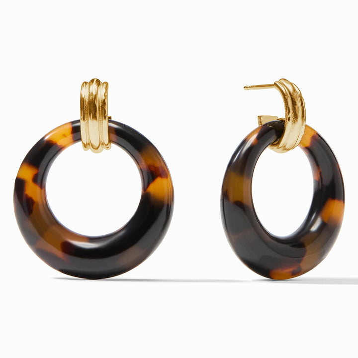 Julie Vos Madison Doorknocker Earrings - Gold/Tortoiseshell