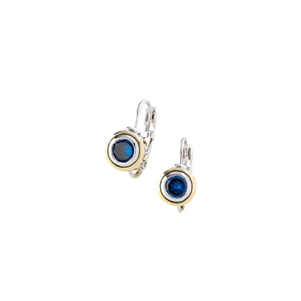 John Medeiros Beijos Collection - Cubic Zirconia Bezel Set Earrings - Sapphire