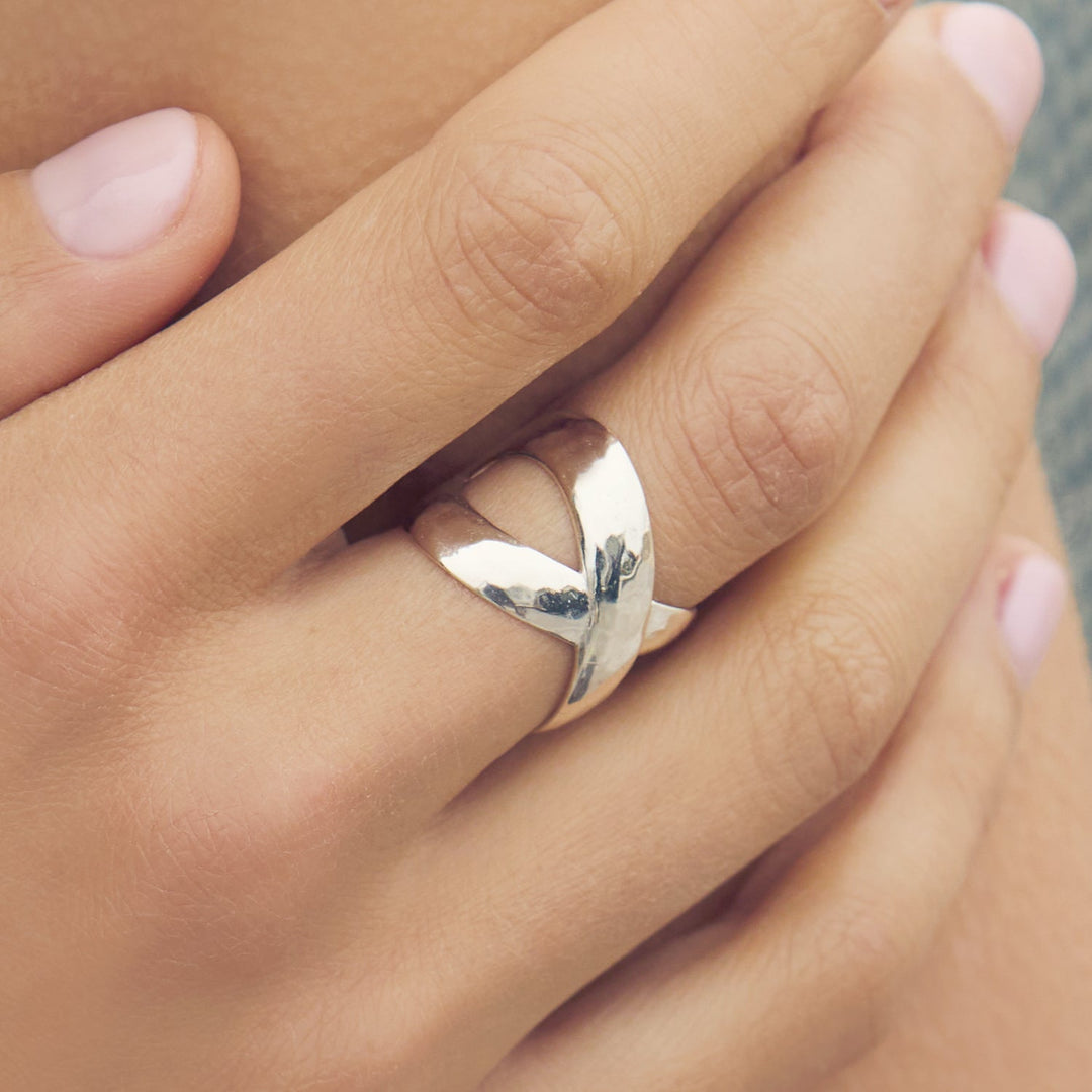 Julie Vos Catalina X Ring - Silver/Adjustable
