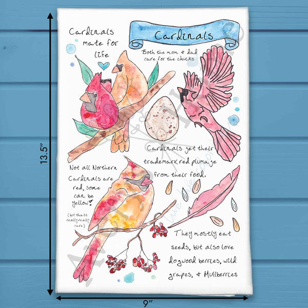 Avery's Home Cardinal Bird Facts Tea Towel
