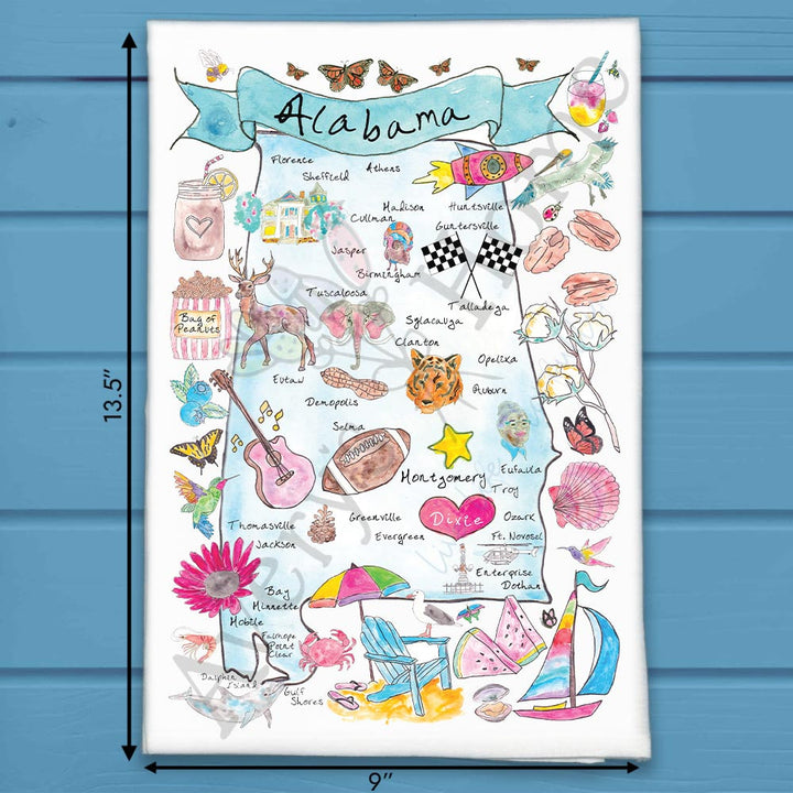 Avery's Home Alabama State Map Tea Towel – Yellowhammer Pride
