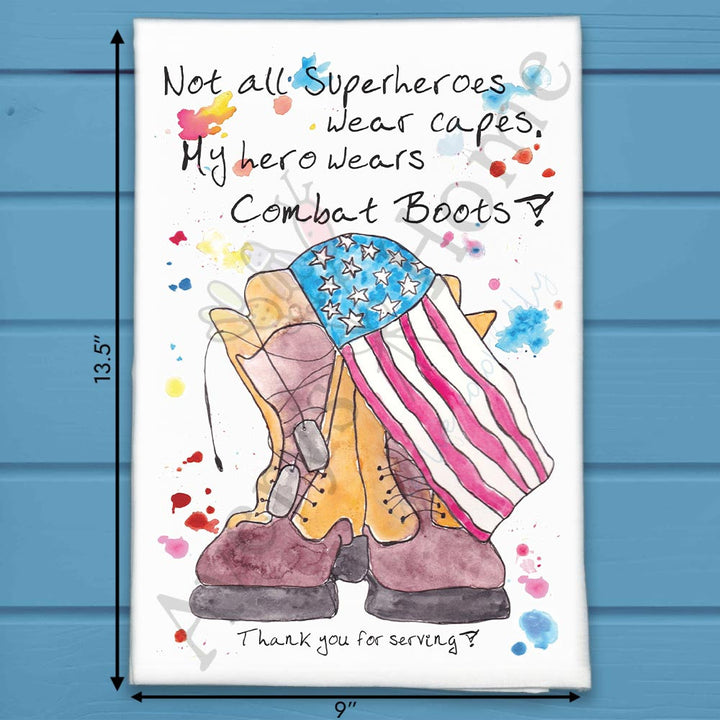 Avery's Home Heroes Wear Combat Boots Tea Towel – Service & Strength
