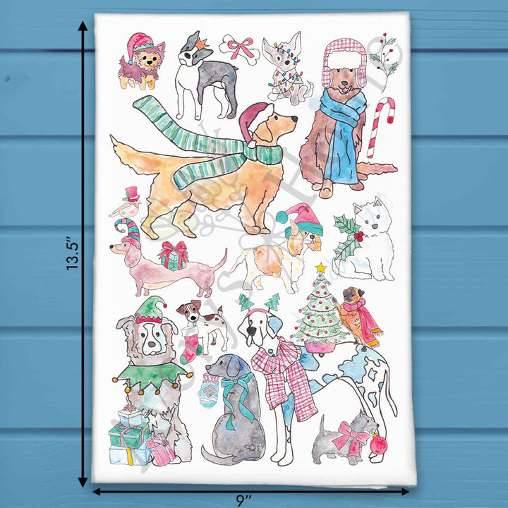 Avery's Home Adorable Dogs Christmas Kitchen Décor Tea Towel