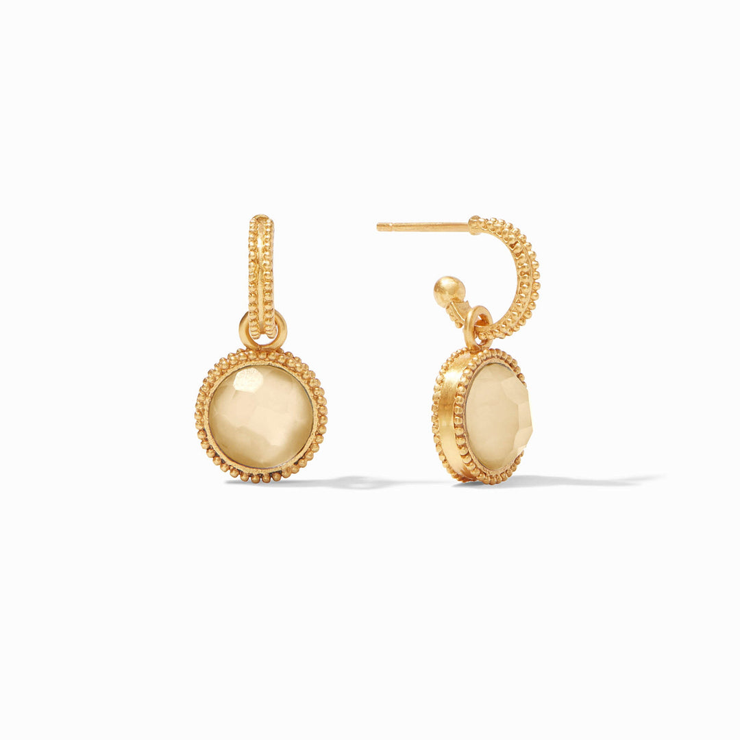 Julie Vos Fleur-de-Lis Hoop & Charm Earrings - Gold/Iridescent Champagne