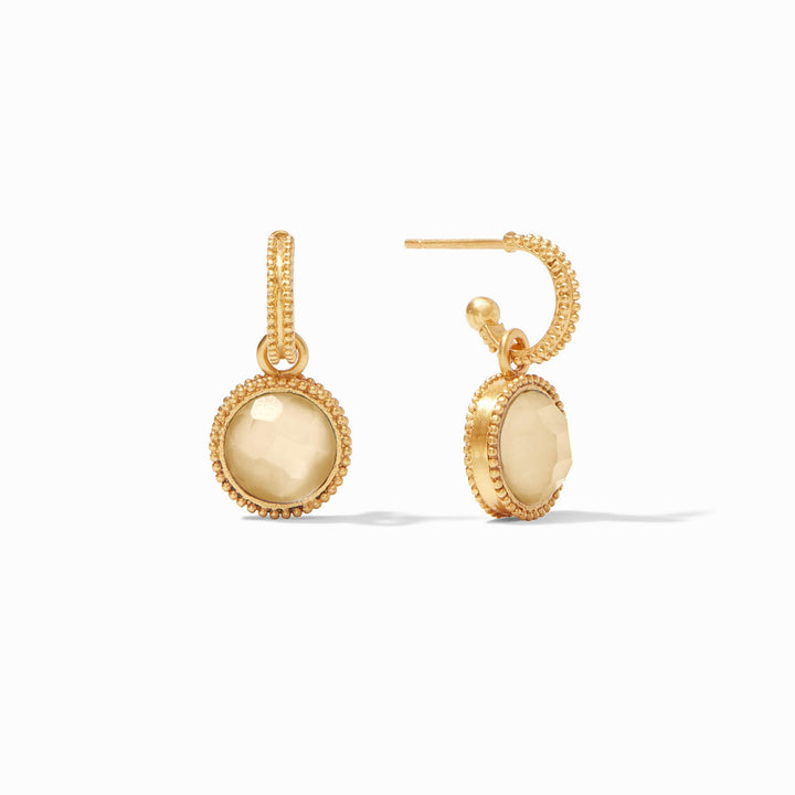 Julie Vos Fleur-de-Lis Hoop & Charm Earrings - Gold/Iridescent Champagne