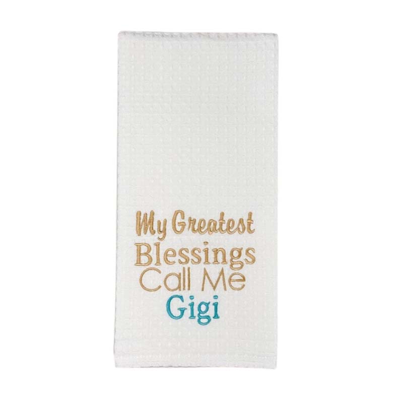 Hanging By A Thread Waffle Weave Towel - My Greatest Blessings Call Me Gigi