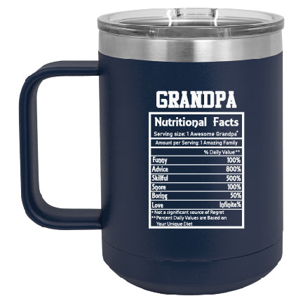 Grandpa Nutrition Mug 15oz Matte Tumbler Navy