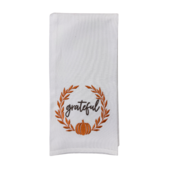 Hanging By A Thread Wheat Towel - Pumpkin Laurel Grateful