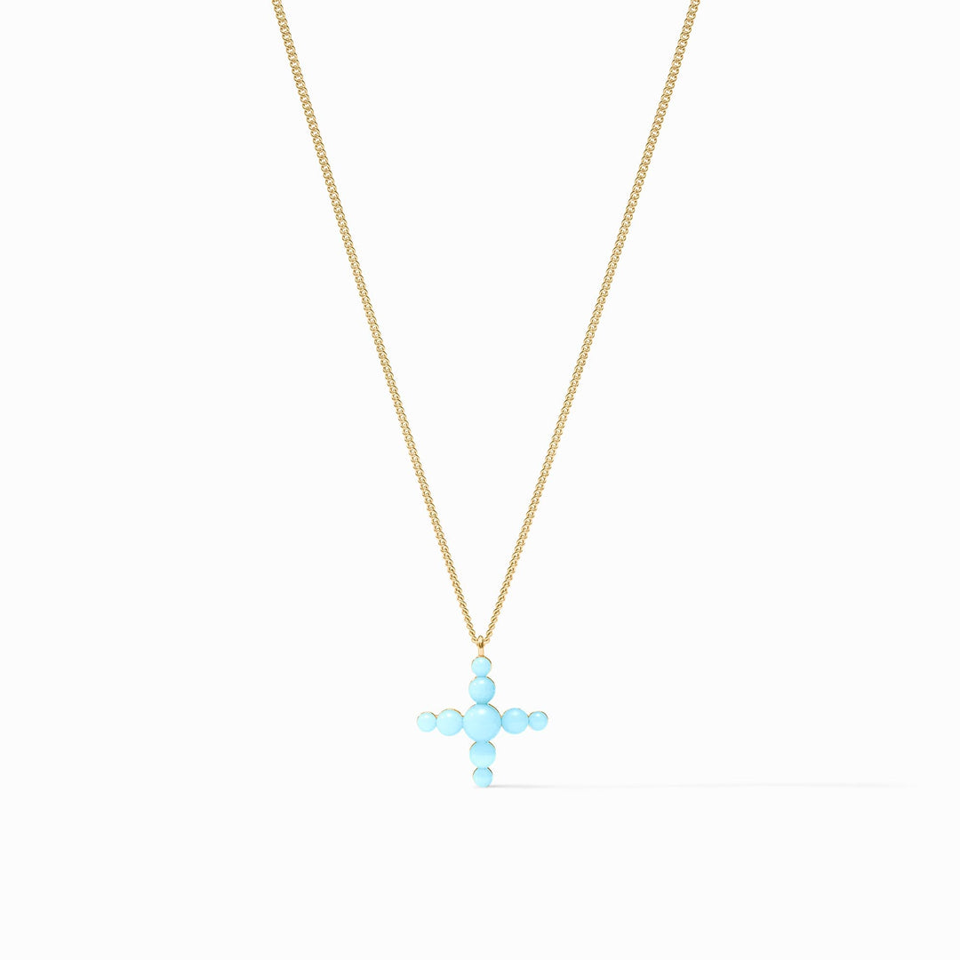 Julie Vos Gumdrop Cross Delicate Necklace - Gold/Powder Blue/OS
