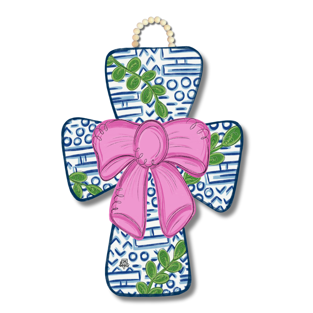 DK Pink Bow Cross Door Hanger