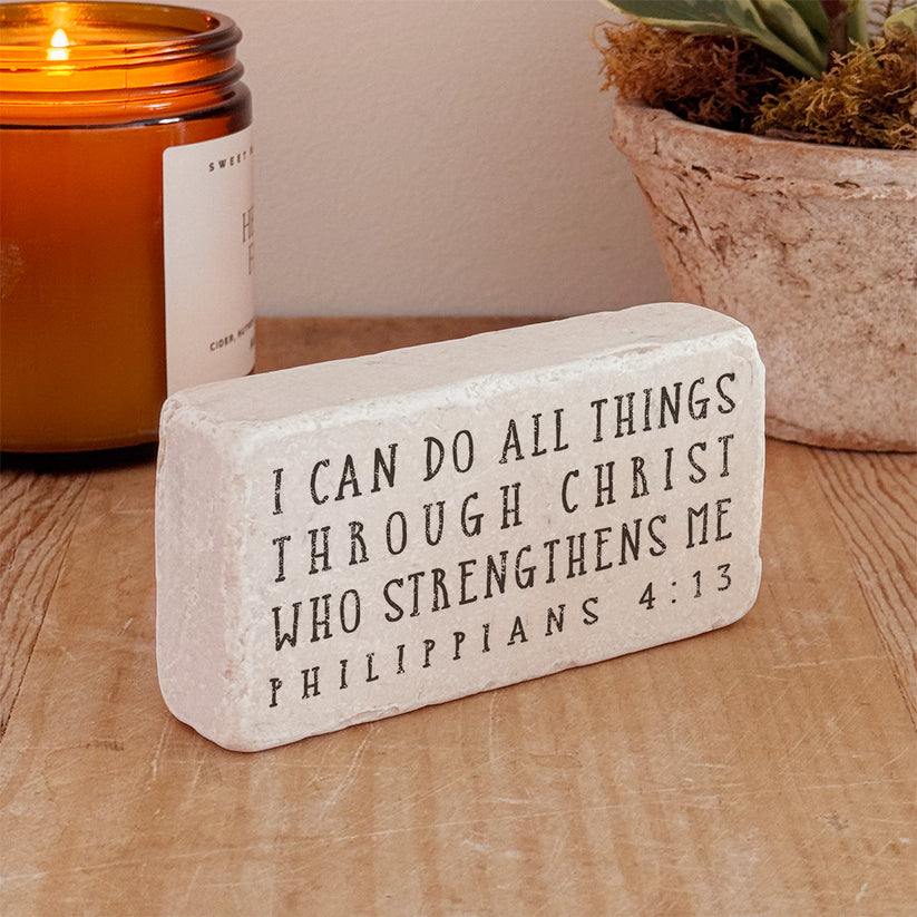Twelve Stone Art Philippians 4:13 Scripture Stone (4 x 2 x 1")