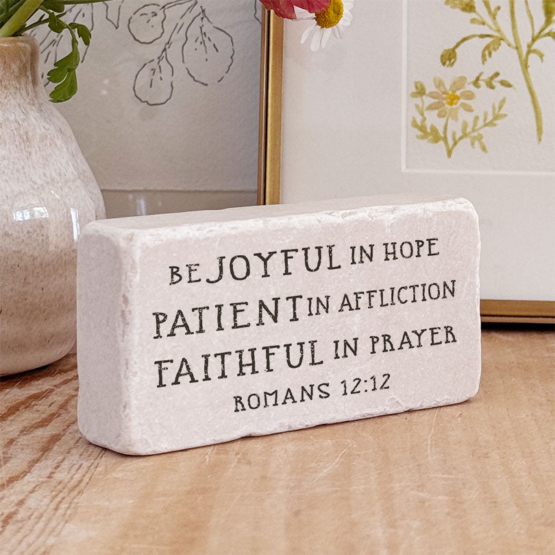 Twelve Stone Art Romans 12:12 Scripture Stone (4 x 2 x 1")