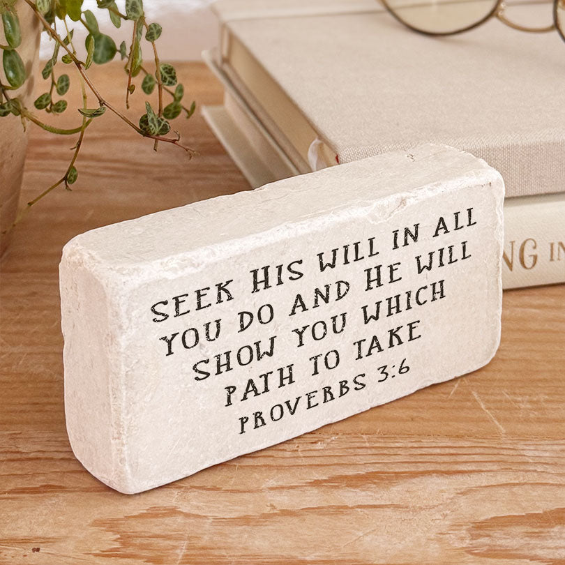 Twelve Stone Art Proverbs 3:6 Scripture Stone (4 x 2 x 1")