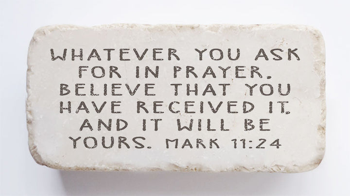 Twelve Stone Art Angel Mark 11:24 Scripture Stone (4 x 2 x 1")