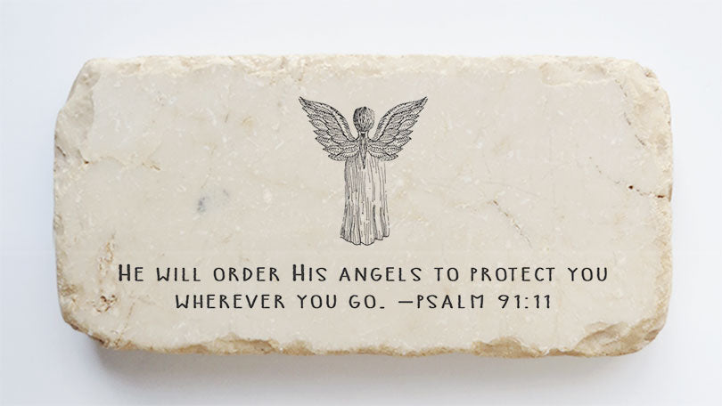 Twelve Stone Art Angel Psalm 91:11 Scripture Stone (4 x 2 x 1")