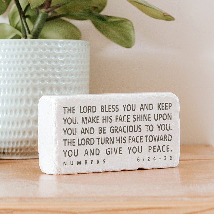 Twelve Stone Art Numbers 6:24-26 Scripture Stone (4 x 2 x 1")
