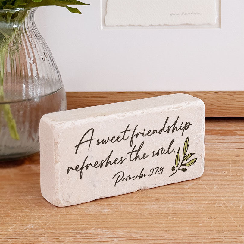 Twelve Stone Art Proverbs 27:9 Scripture Stone (4 x 2 x 1")