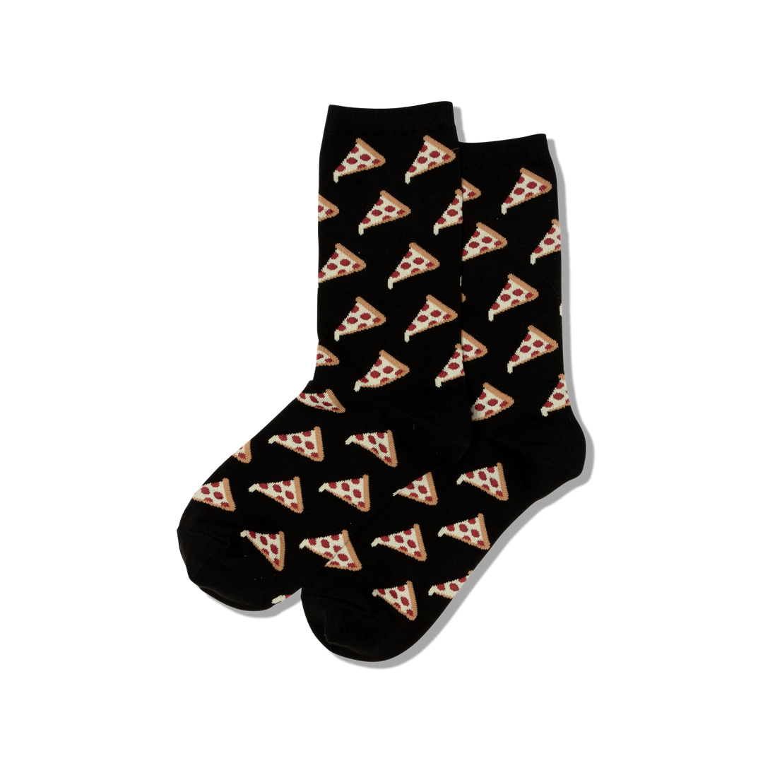 HOTSOX Women's Pizza Crew Socks - Black