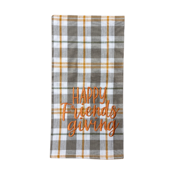 Hanging By A Thread Wheat Towel - Plaid Happy Friends Giving