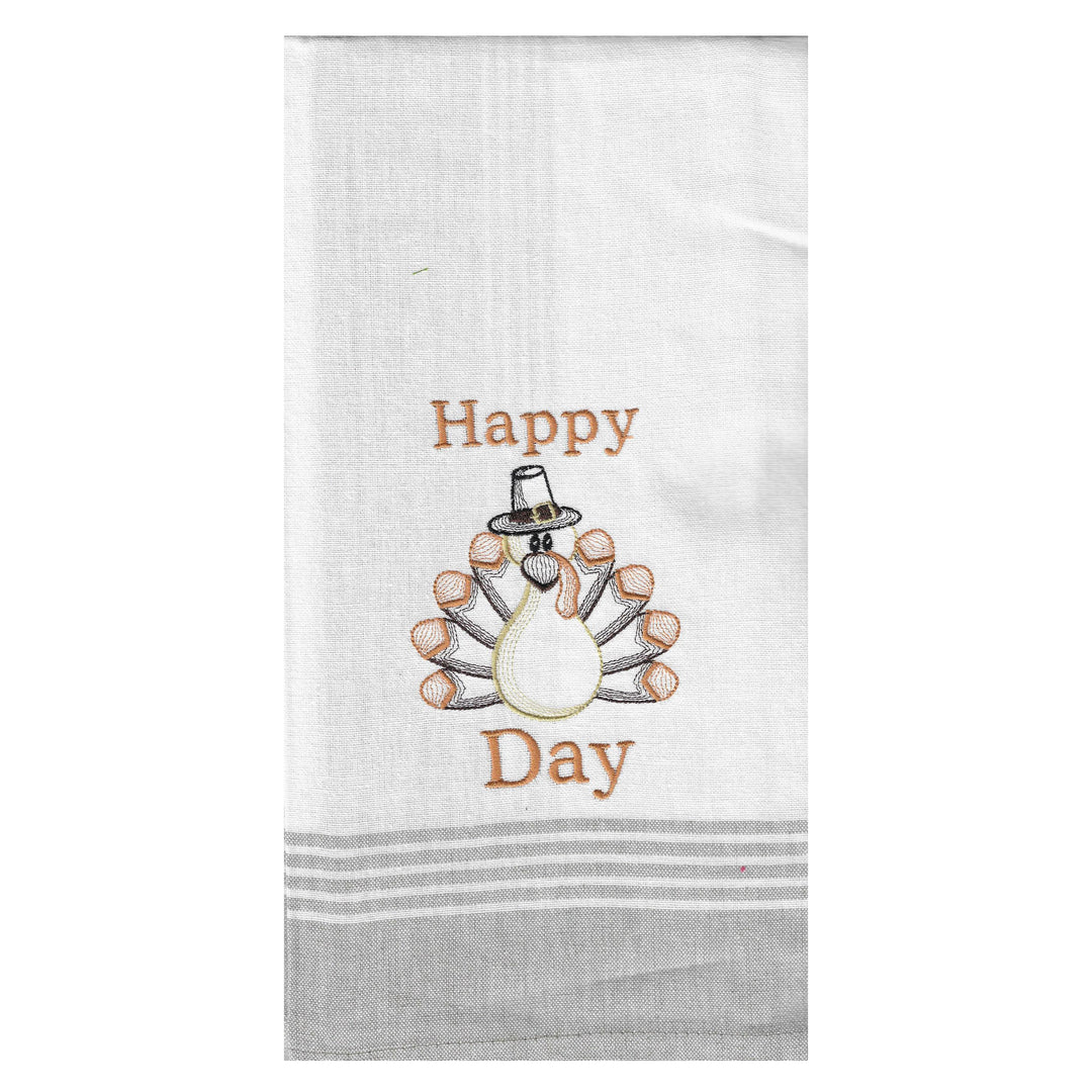 Hanging By A Thread Wheat Towel - Happy Turkey Day