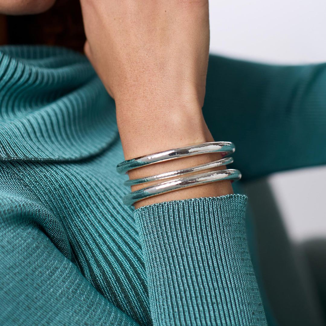 Julie Vos Havana Demi Bangle - Silver/Small