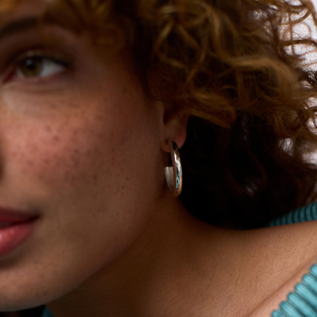 Julie Vos Havana Hoop Earrings - Silver/Small