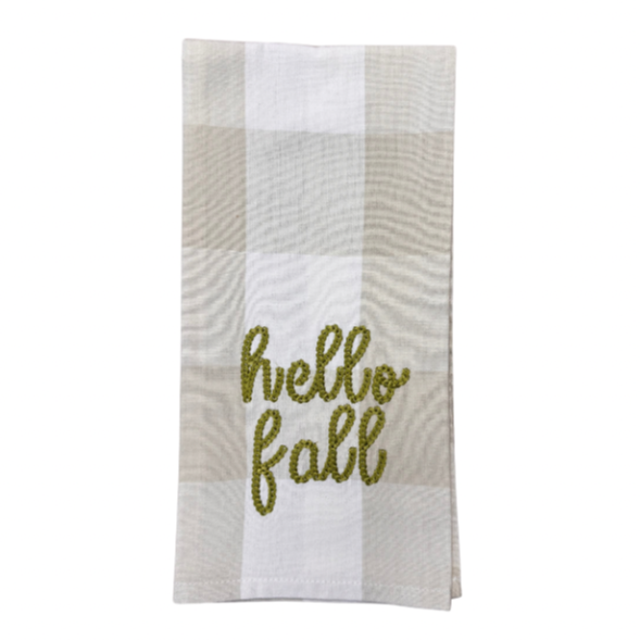 Hanging By A Thread Wheat Towel - Plaid Hello Fall
