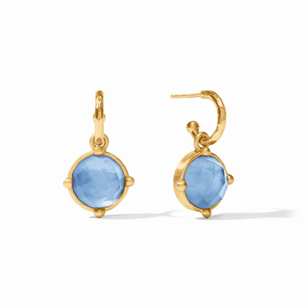 Julie Vos Honeybee Hoop & Charm Earrings - Iridescent Chalcedony Blue