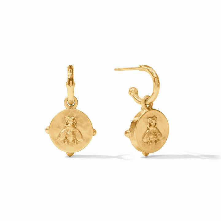 Julie Vos Honeybee Hoop & Charm Earrings - Pearl