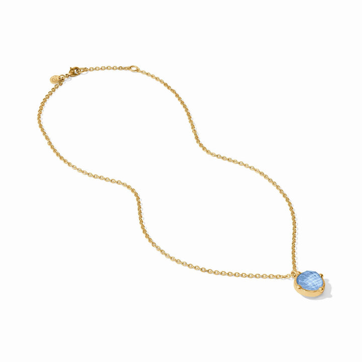 Julie Vos Honeybee Solitaire Necklace - Iridescent Aquamarine Blue