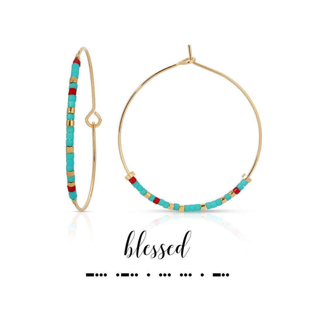 Dot & Dash Morse Code Earrings - Blessed