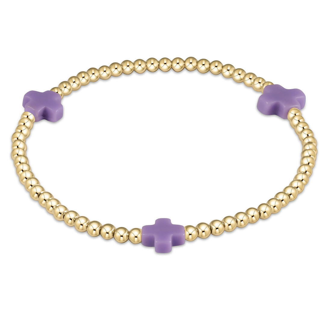 enewton Signature Cross Gold Pattern 3mm Bead Bracelet - Purple