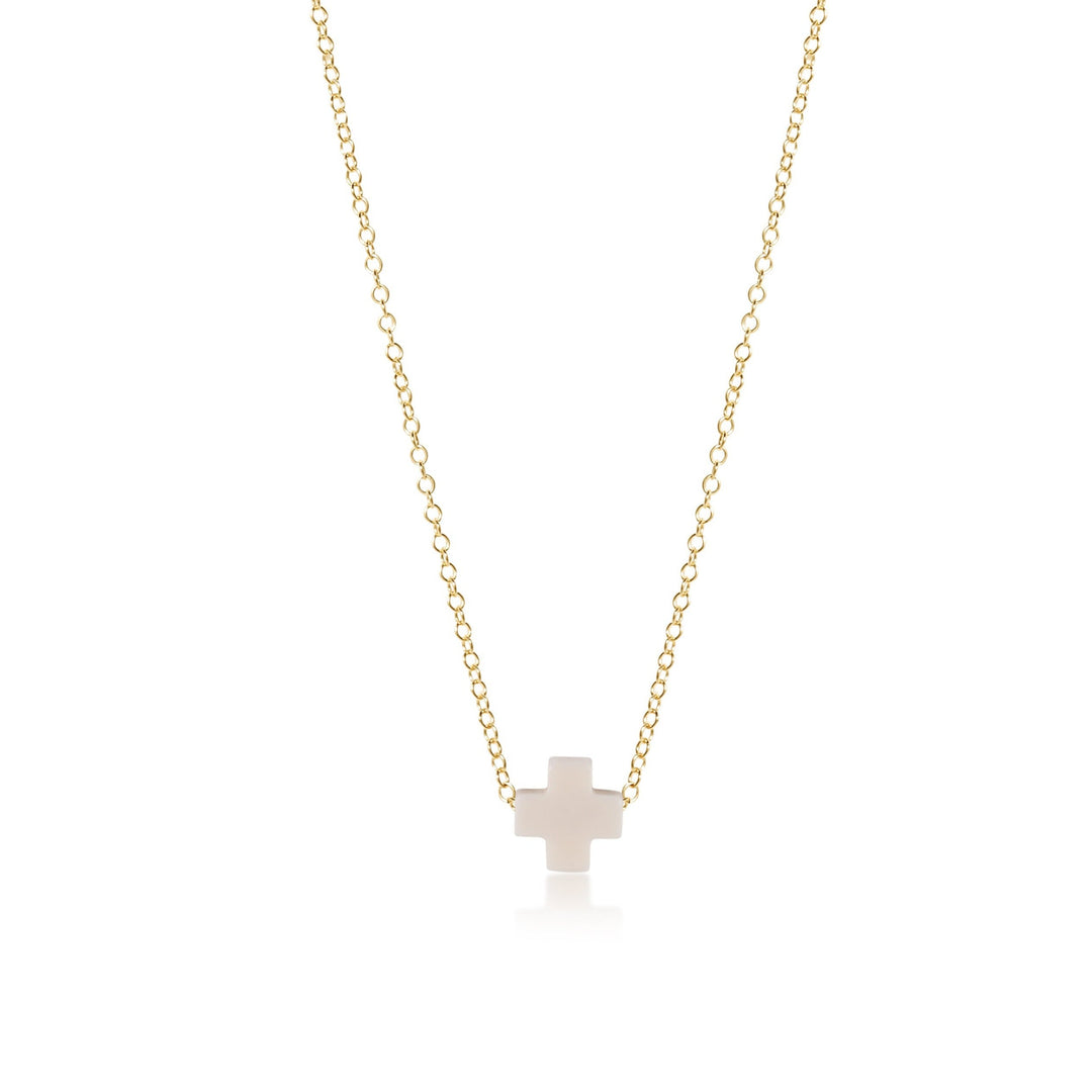 enewton 16" Necklace Gold - Signature Cross Off-White