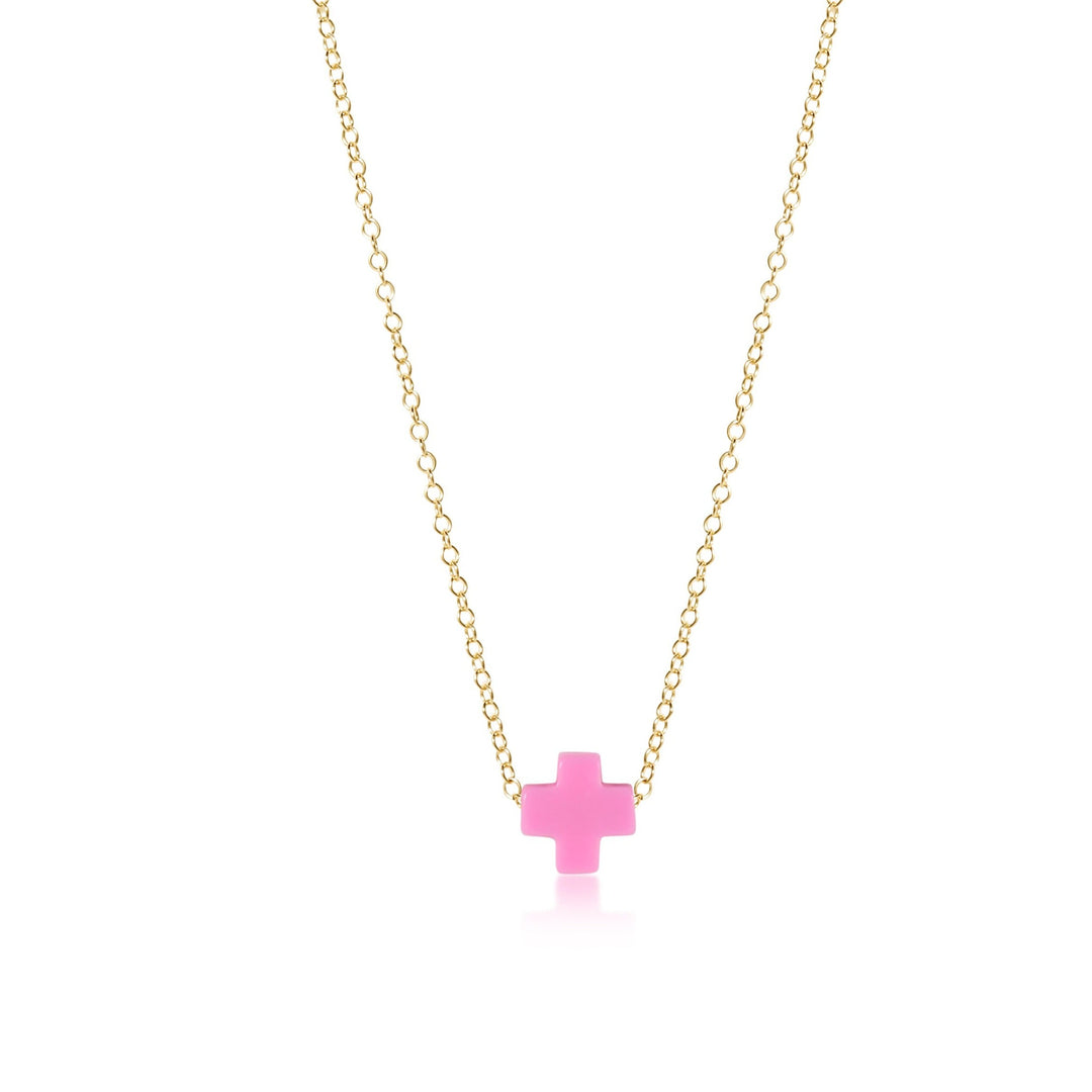 enewton 16" Necklace Gold - Signature Cross Bright Pink