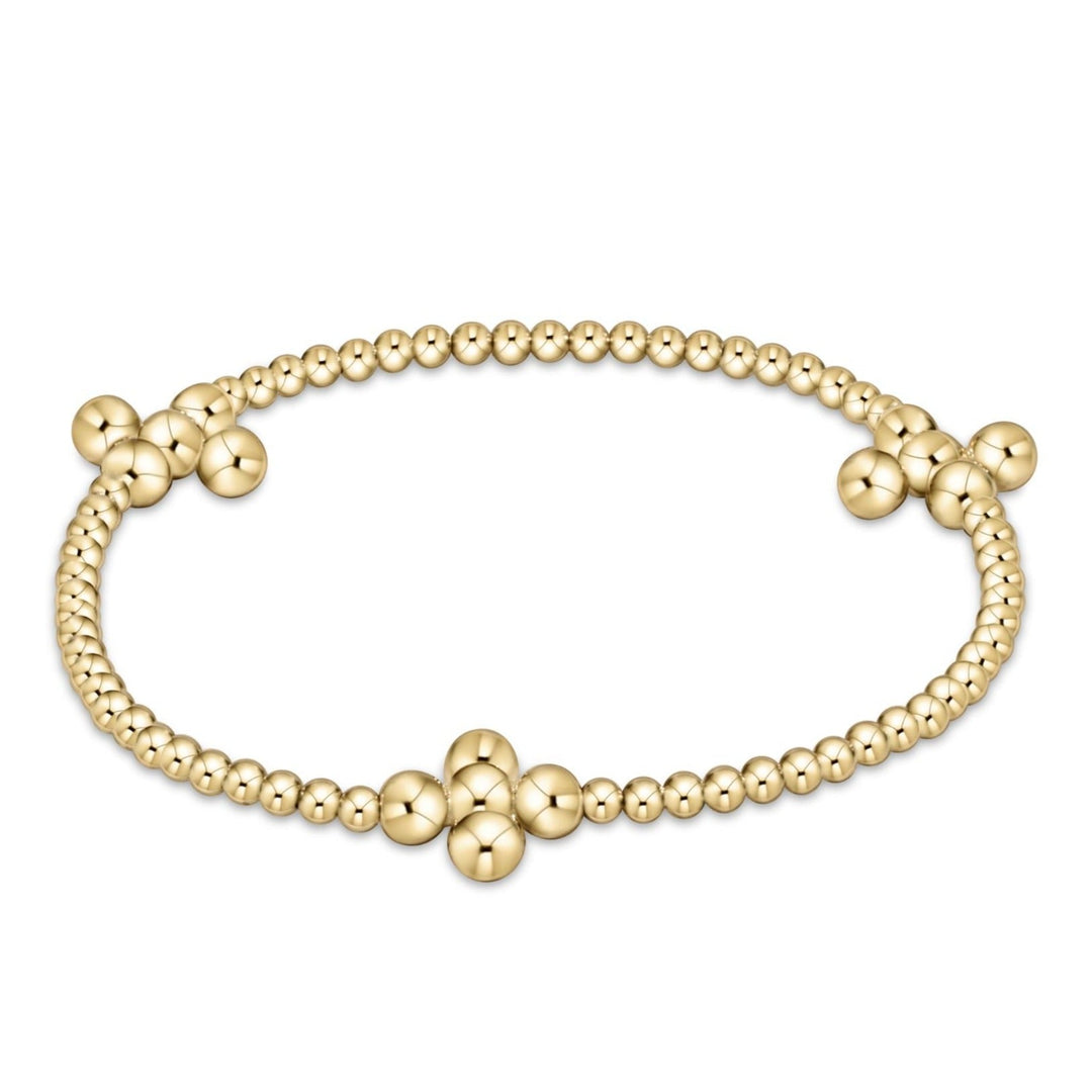 enewton Signature Cross Gold Pattern 2.5mm Bead Bracelet - Classic Beaded Signature Cross Gold - 4mm Bead Gold