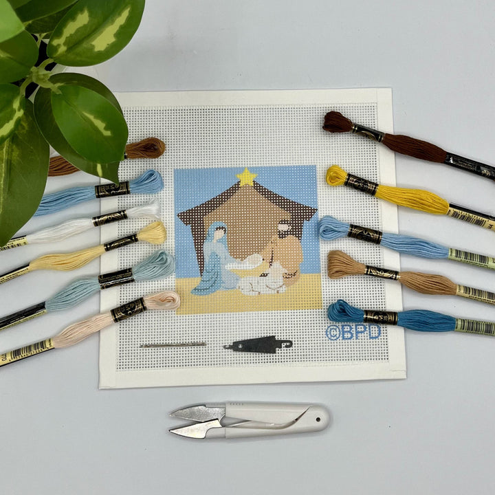 Blue Poppy Nativity Needlepoint Kit