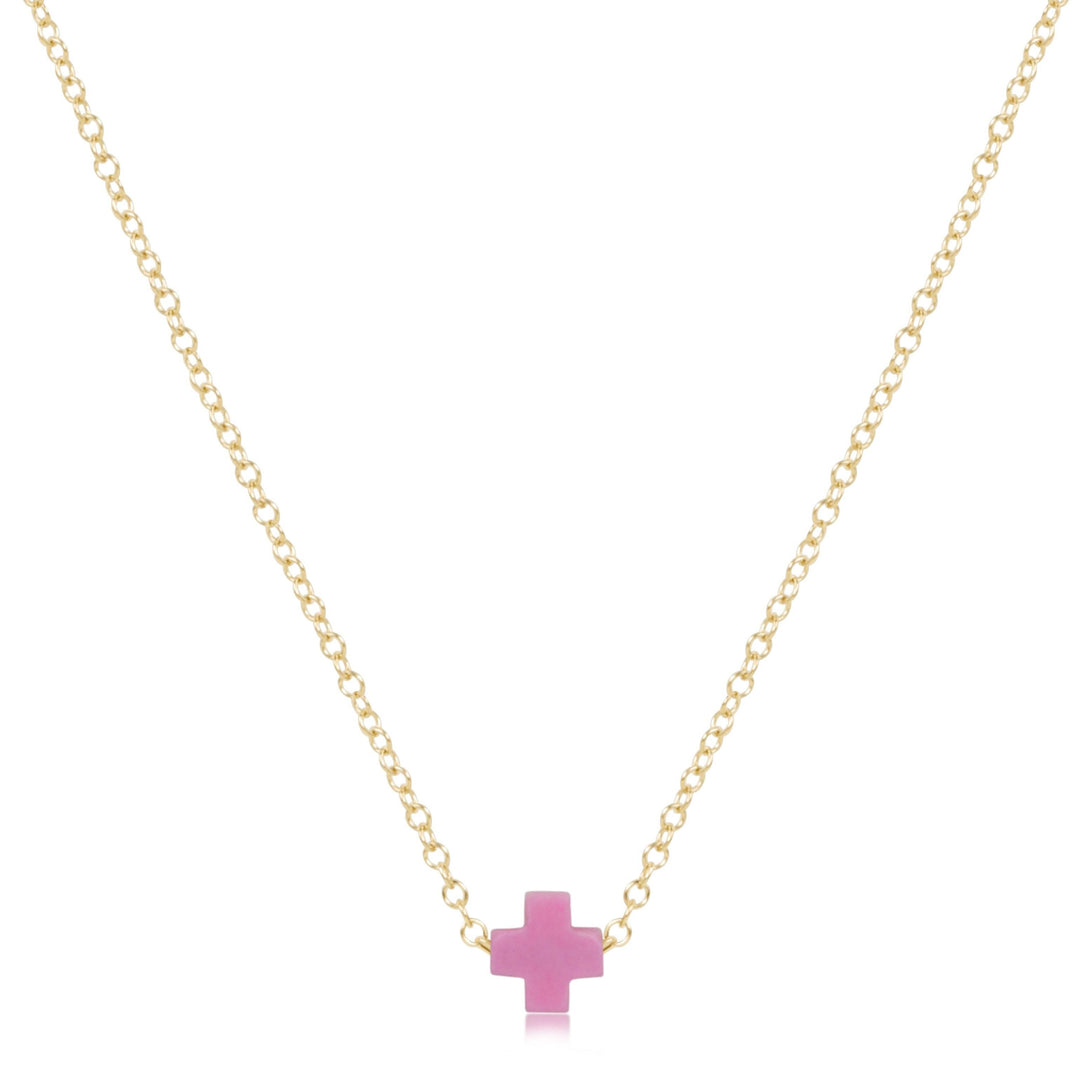 enewton 6" Necklace Gold - Signature Cross Small Bright Pink