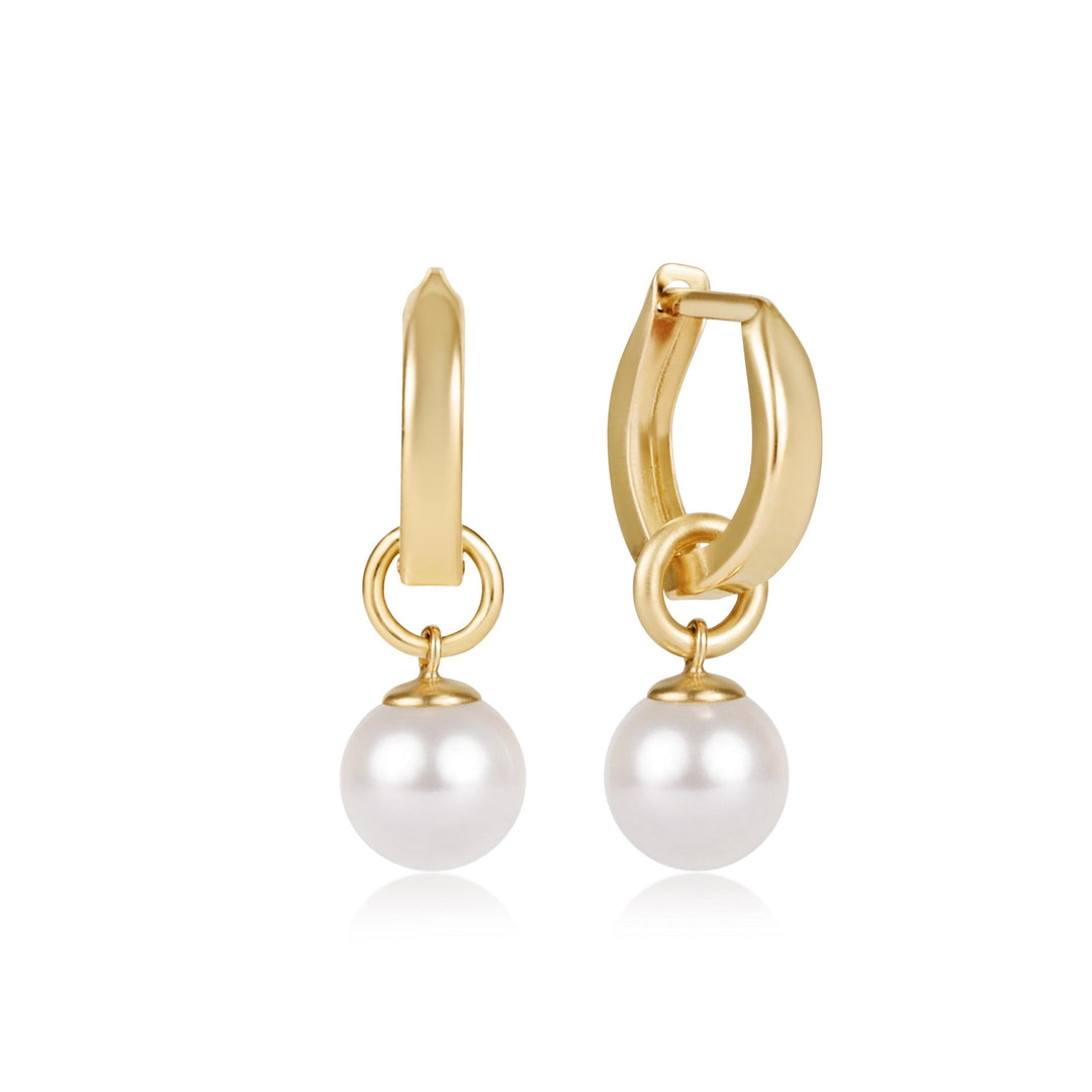 enewton Huggie Gold 0.5" Hoop - Classic Pearl 8mm Charm