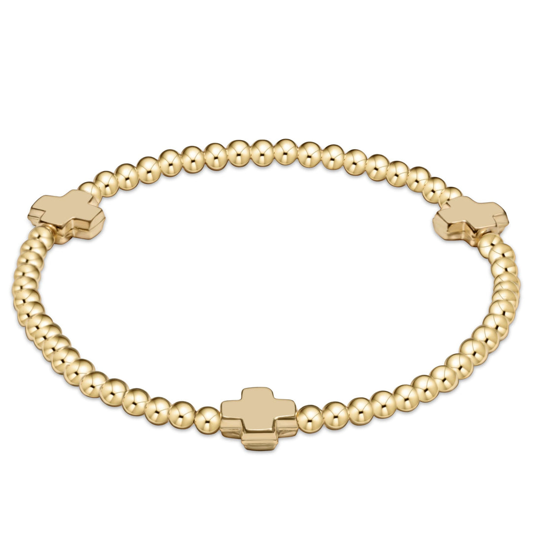 enewton Signature Cross Gold Pattern 2mm Bead Bracelet - Gold