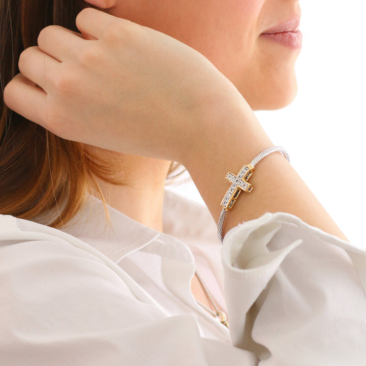 John Medeiros Celebration Petite Pavé - Cross Wire Cuff Bracelet