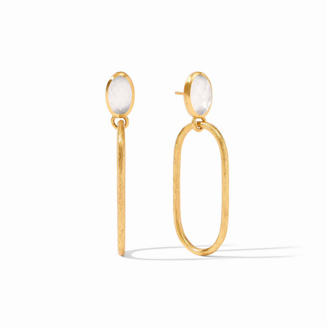 Julie Vos Ivy Statement Earrings - Iridescent Clear Crystal