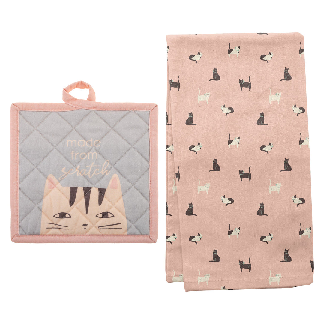 Karma Reese Potholder & Tea Towel Set - Cat