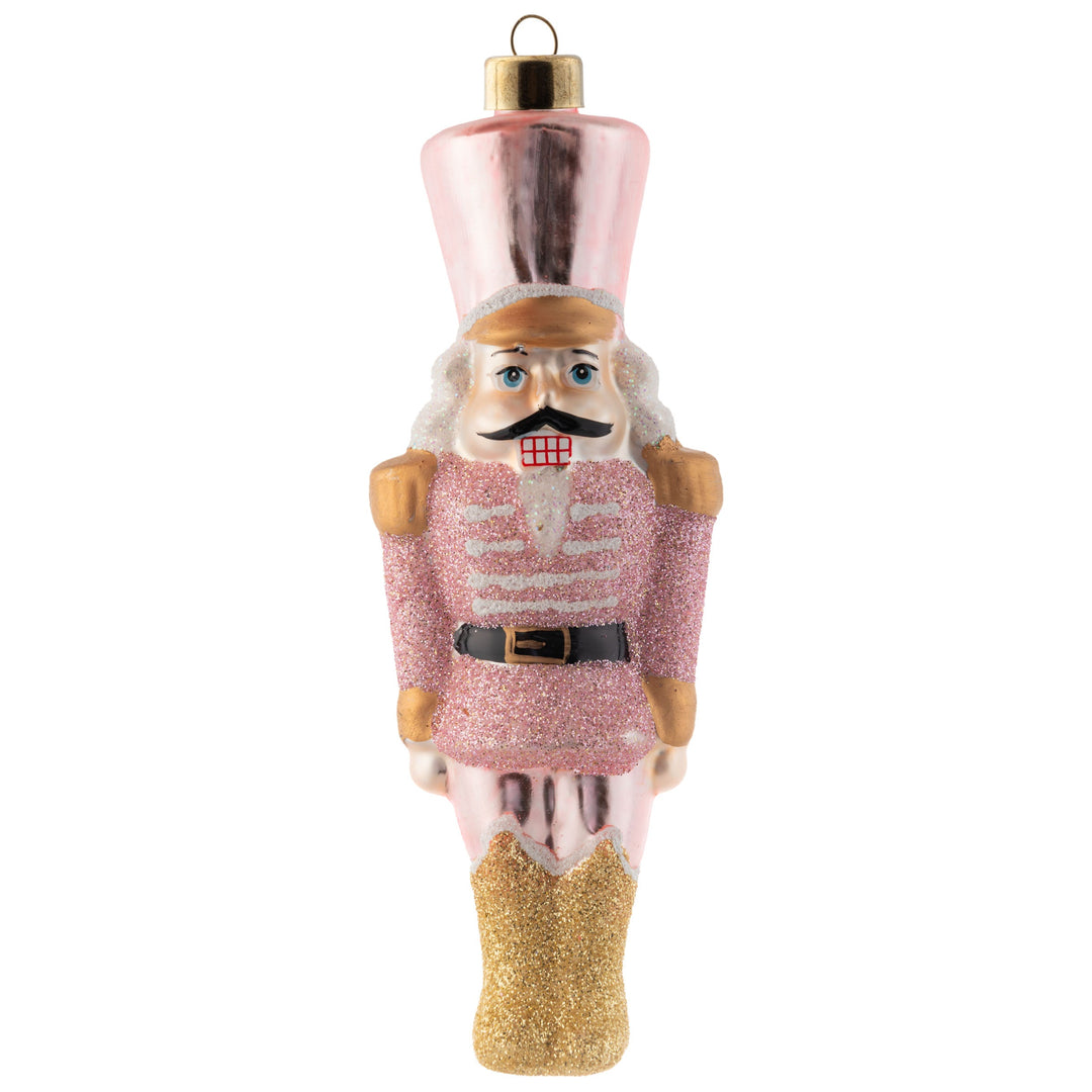 Karma Nutcracker Mercury Glass Ornament - Pink