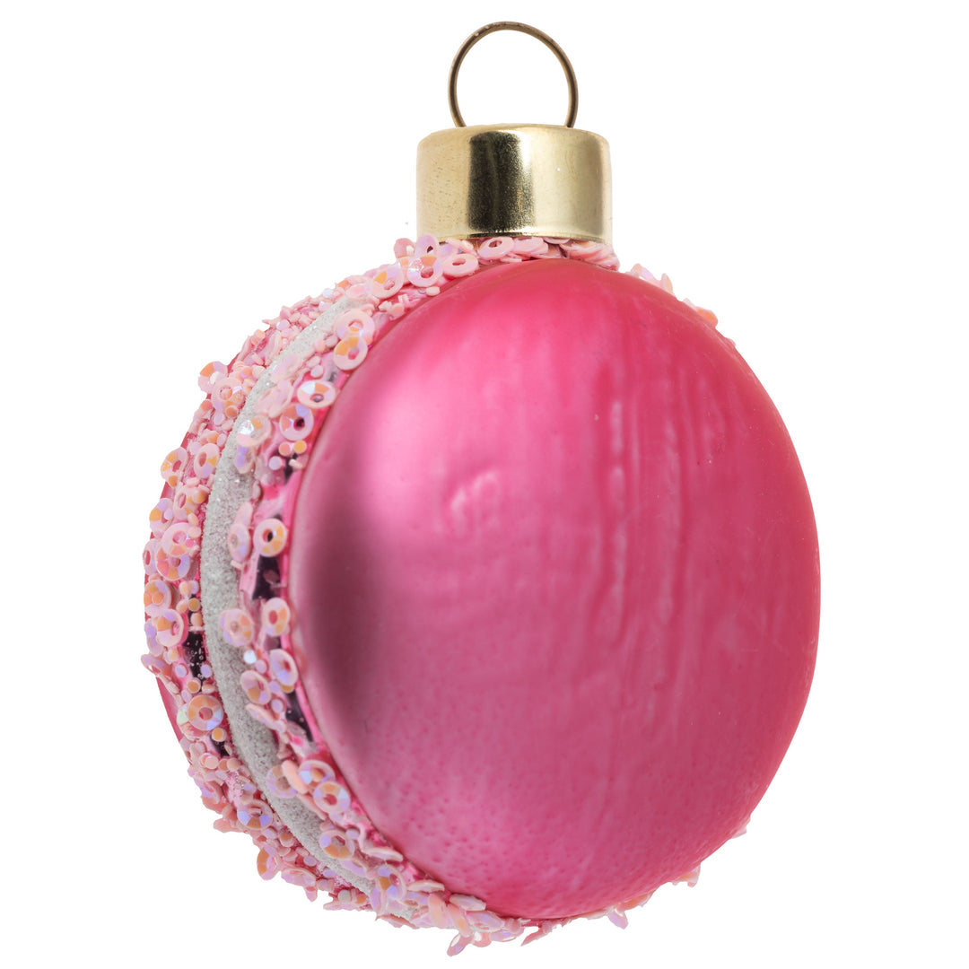 Karma Macaron Mercury Glass Ornament - Hot Pink