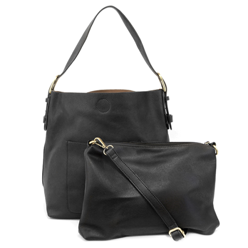 Joy Susan Classic Hobo Handbag - Black/Black Handle