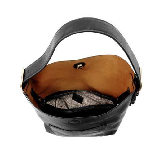 Joy Susan Classic Hobo Handbag - Black/Black Handle