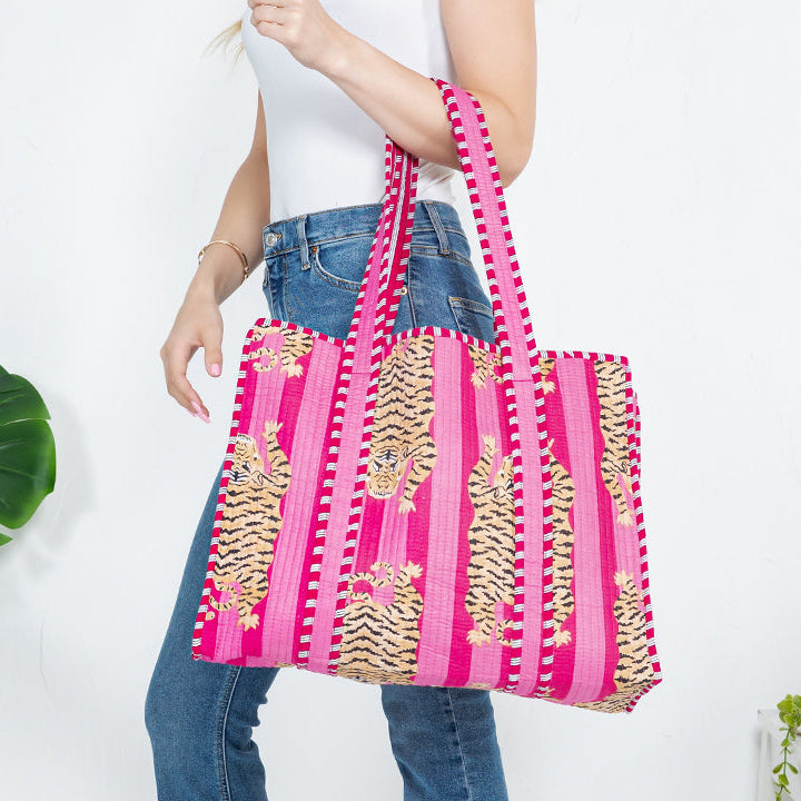 La Soul Tiger Quilted Quilted Tote Bag - Pattern 84
