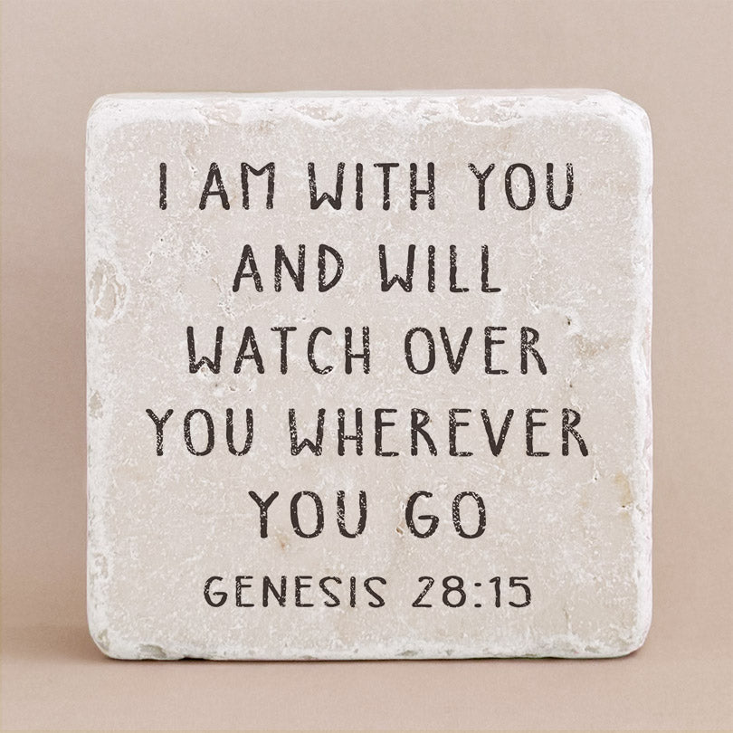 Twelve Stone Art Genesis 28:15 Scripture Stone (2 x 2 x 1")