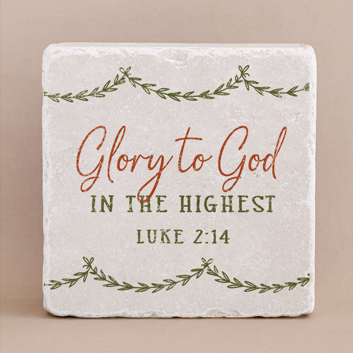 Twelve Stone Art Glory to God Scripture Stone (2 x 2 x ⅜") Magnetic